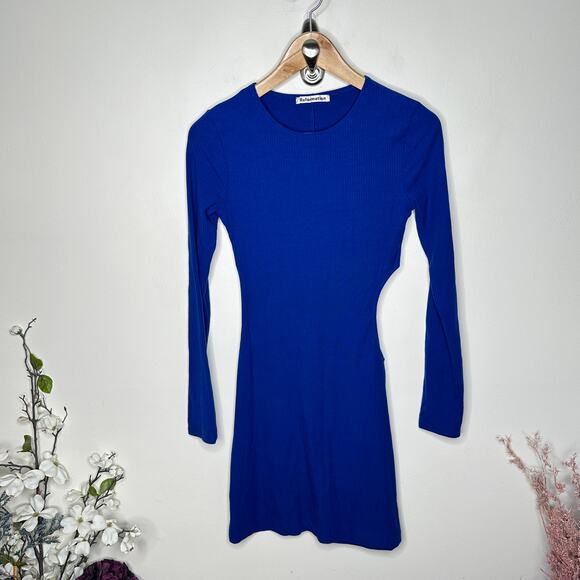 REFORMATION Kensy Knit Mini Dress Rib Stretch Cutout Royal Blue Sz S {Z54} - Picture 5 of 8